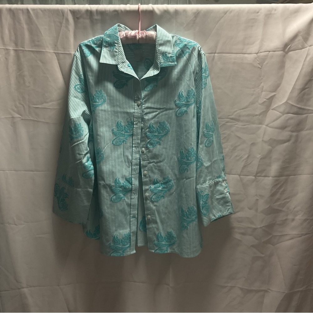 Chico Teal Floral Button-Up Shirt